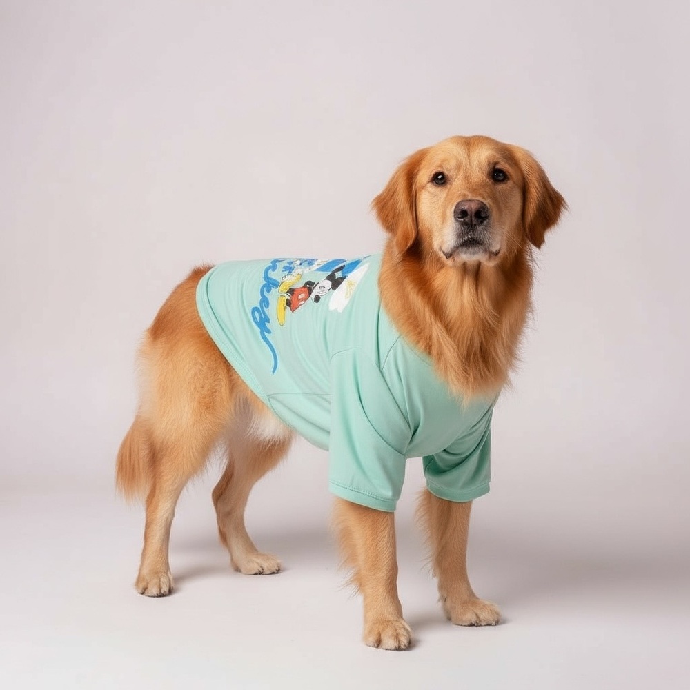 Disney Mickey Light Green Dog Tee with Fun Character Design